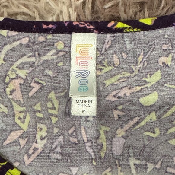 Lularoe Perfect T (Purple with Green & Pink Abstract Pattern) - Picture 2 of 2
